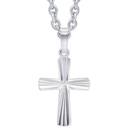 Beginnings Diamond Cut Detailed Cross Pendant - Silver
