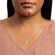Beginnings Diamond Cut Detailed Cross Pendant - Silver