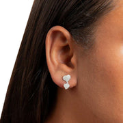 Beginnings Diamond Cut Double Heart Drop Earrings - Silver