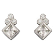 Beginnings Diamond Shape Stud Earrings - Silver