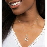Beginnings Double Oval Drop Textured Connection Link Pendant - Silver