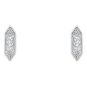 Beginnings Elongated Hexagon Stud Earrings - Silver