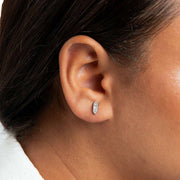 Beginnings Elongated Hexagon Stud Earrings - Silver