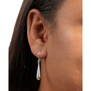 Beginnings Elongated Teardrop French Hook Earrings - Silver