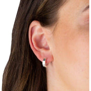 Beginnings Flat Profile Huggie Hoop Earrings - Silver