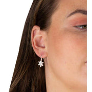 Beginnings Flower Gemstone Drop Earrings - Silver