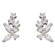 Beginnings Flower Gemstone Stud Earrings - Silver