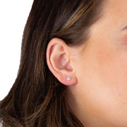 Beginnings Flower Gemstone Stud Earrings - Silver