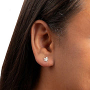 Beginnings Four Leaf Clover Stud Earrings - Silver