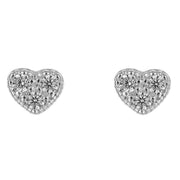 Beginnings Heart Gemstone Stud Earrings - Silver