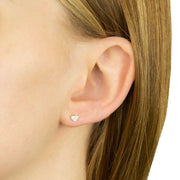 Beginnings Heart Gemstone Stud Earrings - Silver