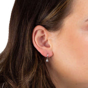 Beginnings Huggie Gemstone Drop Charm Hoop Earrings - Silver