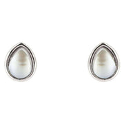 Beginnings June Semi-Precious Birthstone Earrings - Silver/Pearl