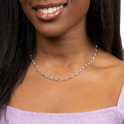 Beginnings Long Link Chain Tag Necklace - Silver