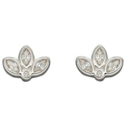 Beginnings Lotus Flower Stud Earrings - Silver
