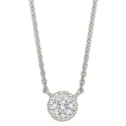 Beginnings Millegrain Edge Gemstone Necklace - Silver