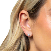 Beginnings Millegrain Edge Round Stud Earrings - Silver