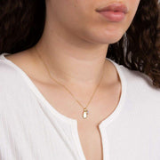 Beginnings October Semi-Precious Birthstone Necklace - Gold/White