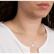 Beginnings October Semi-Precious Birthstone Necklace - Silver/White