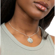 Beginnings Organic Round Hammered Textured Pendant - Silver