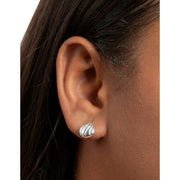 Beginnings Organic Wave Teardrop Stud Earrings - Silver