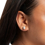 Beginnings Oval Halo Stud Earrings - Silver