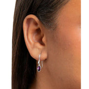 Beginnings Pear Shape Crystal Drop Earrings - Silver/Amethyst Purple
