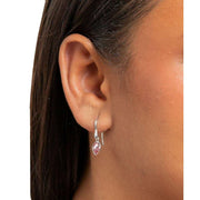 Beginnings Pear Shape Crystal Drop Earrings - Silver/Rose Pink