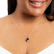 Beginnings Pear Shape Crystal Pendant - Silver/Amethyst Purple