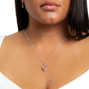 Beginnings Pear Shape Crystal Pendant - Silver/Rose Pink