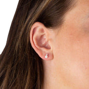 Beginnings Pearl and Crystal Stud Earrings - Silver/White