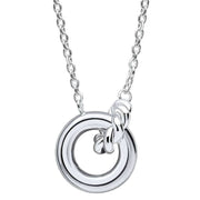 Beginnings Plain and Rope Linked Circles Necklace - Silver