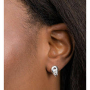 Beginnings Plain and Rope Linked Circles Stud Earrings - Silver