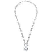 Beginnings Puff Heart T-Bar Chain Necklace - Silver