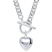 Beginnings Puff Heart T-Bar Chain Necklace - Silver