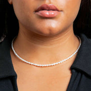 Beginnings Rice Pearl Necklace - Silver/White