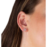 Beginnings Ridged Double Open Circle Stud Earrings - Silver