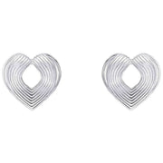Beginnings Ridged Heart Stud Earrings - Silver