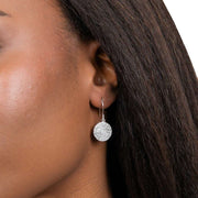 Beginnings Ripple Texture Round Disc Drop Earrings - Silver