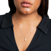 Beginnings Shell Pearl with Crystal Drop Pendant - Silver/White