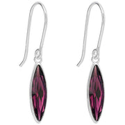 Beginnings Slim Navette Drop Earrings - Silver/Amethyst Purple