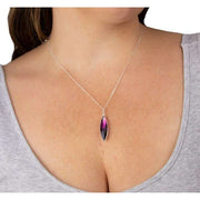 Beginnings Slim Navette Pendant - Silver/Amethyst Purple