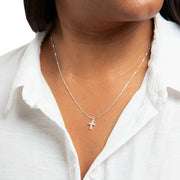Beginnings Small Cross Gemstone Pendant - Silver