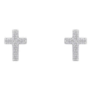 Beginnings Small Cross Studs Earrings - Silver