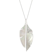 Beginnings Split Leaf with Mother of Pearl Double Pendant - Silver/White