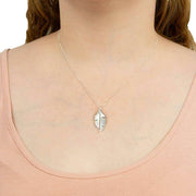 Beginnings Split Leaf with Mother of Pearl Double Pendant - Silver/White