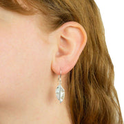 Beginnings Split Leaf with Mother of Pearl Drop Earrings - Silver/White