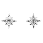 Beginnings Starburst Gemstone Stud Earrings - Silver