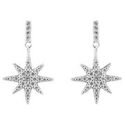 Beginnings Starburst Pave Gemstone Drop Earrings - Silver