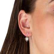 Beginnings Starburst Pave Gemstone Drop Earrings - Silver
